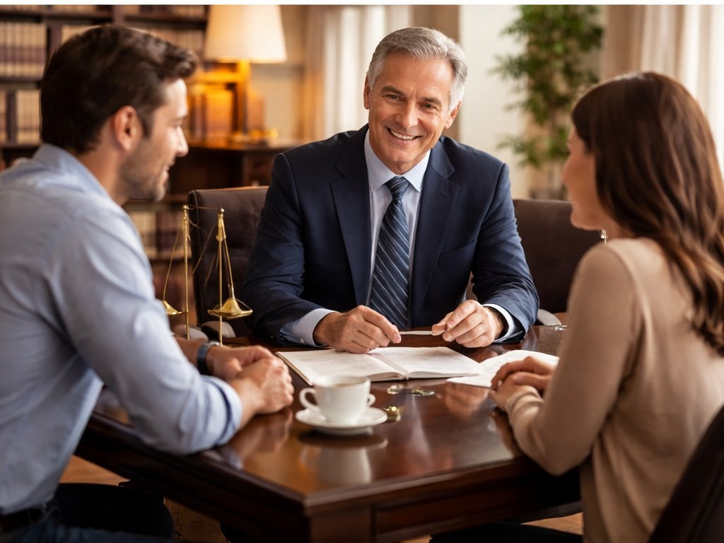 Attorney meeting with clients